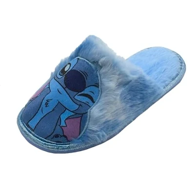 Image of Disney Lilo &amp; Stitch Girls Mule Easy Slip On Slippers, Blue, Size 4