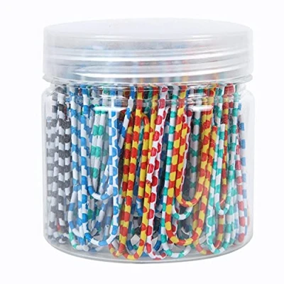 Image of NC 100Pcs Large Colored Paper Clips Clip Office Supplies for Paperwork Vinyl Coated Paperclips Colorful Striped School Document Organizing