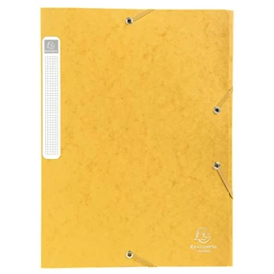 Image of Exacompta Ref 14006H Cartobox Pressboard Filing Box 25 x 33cm, Suitable for A4 Documents, Elastic Straps on 2 Corners, 40mm Spine, FSC Certified Yellow (Pack of 10)