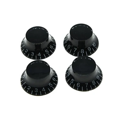 Image of KAISH 4pcs Black with White Number LP Guitar Bell Knobs Top Hat for Les Paul
