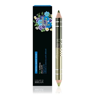 Image of Helan I Colori Bio Eye Pencil Duo with All in One Matching Eyeshadow and Eyeliner Pencil, Double Pointed Soft, Blushable &amp; Long Lasting Stick for Your Makeup Made Italy, Giada Moss Green