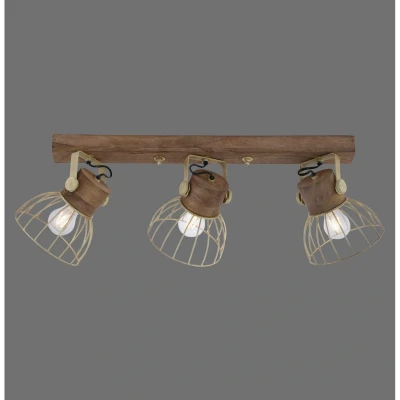 Image of JUST LIGHT. Ceiling light Alami mango wood brass matt 3 bulb.