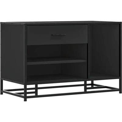 Image of vidaXL Shoe Bench Black 80x40x53.5 cm Engineered Wood and Metal