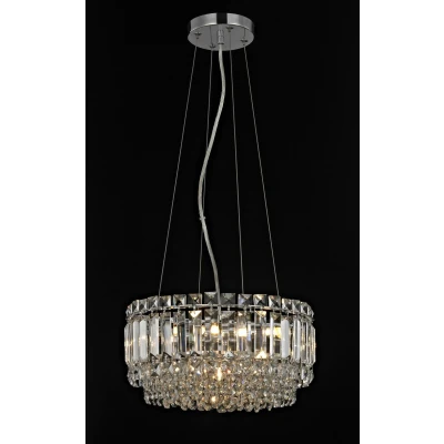 Image of Alvery 5 Light Polished Chrome Clear Crystal Round Ceiling Pendant