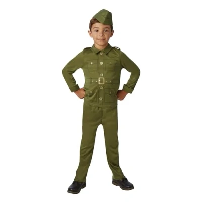Image of Rubie&#039;s 620786M000 WW2 Soldier Children&#039;s Costume Generic Kids Fancy Dress, Multicolour, 5 6 Years