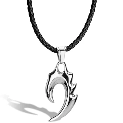 Image of SERASAR Leather Locket Men Necklace with Pendant 60cm Silver Cord Chain Jewelry Box for Real Gift Choker