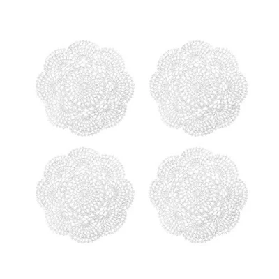 Image of Phantomon 8 Inch Doilies Crochet Round Lace Doily Handmade Placemats 100% Cotton Crocheted Coasters, Pack of 4 (White)