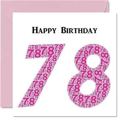 Image of Fun 78th Birthday Cards for Woman Shapecloud Happy Card Dad Mum Great Grandad Grandpa Nanny Grandma Gran Uncle Auntie, 145mm x Greeting Cards,