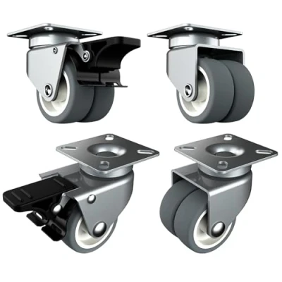 Image of HOLKIE Heavy Duty Castor Wheels 50mm Castors for Furniture with Safety Brake Caster Set of 4 Total Capacity 400KG (2 Brakes and 2 without)