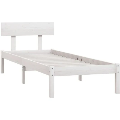 Image of vidaXL Bed Frame without Mattress White Solid Wood Pine Single