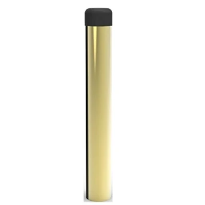 Image of Solid Concealed Fix Cylinder Pattern Wall/Skirting Mounted Door Stop without Rose 115mm Projection (Longer Version) (Polished Brass)