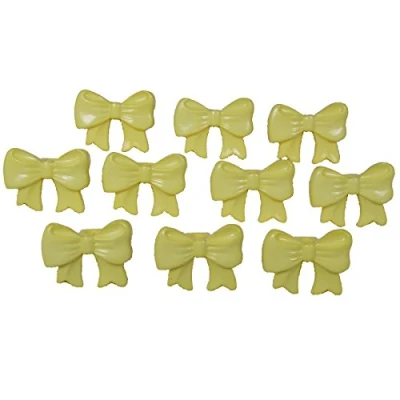 Image of Bow Shaped Plastic Buttons 16mm x 12mm (10, Yellow)
