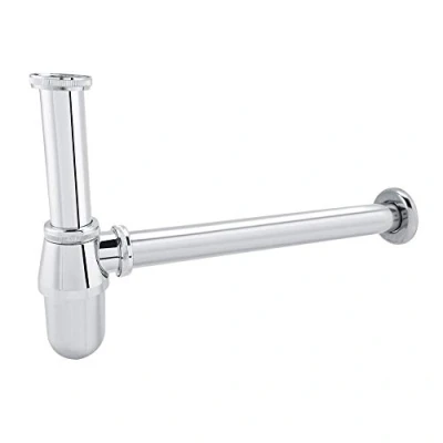Image of Zinc Alloy Chrome Sink Basin Tube, Bathroom Round Bottle Trap Practical Waste Pipe Tube