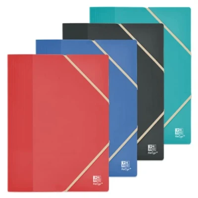 Image of OXFORD Document Protector for School Life Recycled A4 80 Sheets / 40 Pockets Polypropylene Cover Assorted Colours
