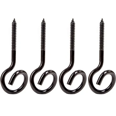 Image of 4X Black Japanned 135mm Pigtail Swing Hammock Hook
