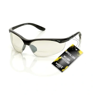 Image of voltX &#039;CONSTRUCTOR&#039; BIFOCAL Reading safety Glasses (MIRROR +2.5 Dioptre INDOOR/OUTDOOR LENS) UKCA &amp; CE EN166F certified/Cycling Sports includes cord + UV400 anti fog coated lens
