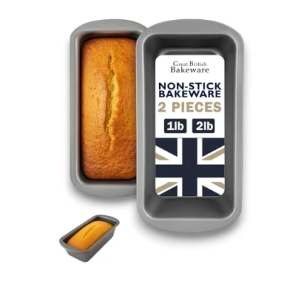 Image of Samuel Groves 1lb/2lb Loaf Tins Non Stick Coated Bread Baking Mould Pan Set PFOA Free UK Made (1LB &amp; 2LB Set)