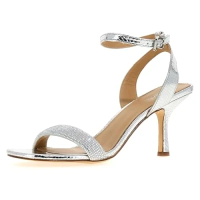 Image of Michael Kors Carrie Sandals, Women&#039;s, Size: 7.5, Silver Leather