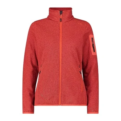 Image of CMP Women&#039;s Knit tech Jacket 3h14746 Fleece Jacket, Red Fluo Poppy Anthracite, 50