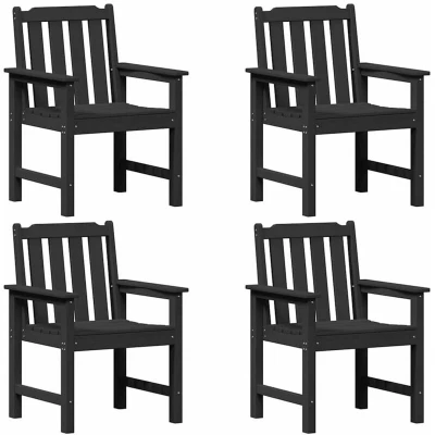 Image of vidaXL Garden Dining Chairs 4 pcs Black 65,5x55,5x88 cm HDPE