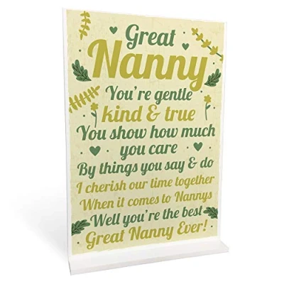 Image of RED OCEAN Great Nanny Gifts From Grandson Granddaughter Standing Plaque Grandparent Keepsake
