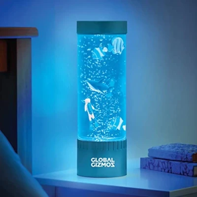 Image of Global Gizmos 32cm Scuba Diver Bubble Lamp Metallic Blue