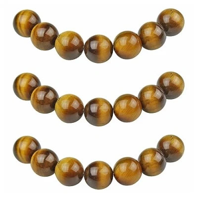 Image of MJDCB Natural Round Stone Beads 8mm Yellow Tiger Eye Loose Gemstone for Jewelry Making Bracelet Necklace 43pcs