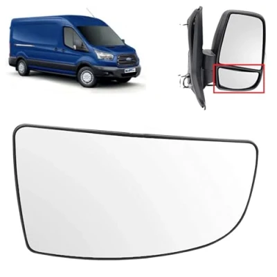 Image of BIAREN Wing Mirror Lower Glass Right Driver Side For Ford Transit Mk8 2014 Onwards 1855102 BK3117A700AB + Back Plate