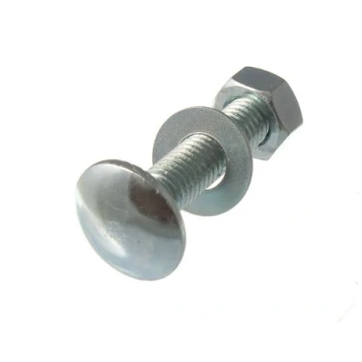 Image of 100 X Coach Carriage Cup Square Bolts M8 8MM 40MM with HEX Nuts BZP