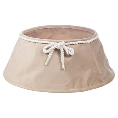 Image of URBNLIVING Christmas Velvet Tree Skirt Floor Base Cover Decor Mat Home Ornament (Beige)