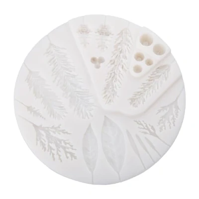 Image of XANHOY Christmas Holly Leaf Mold Pinecone Fondant Berry Pine Cone Silicone Cake Cupcake Decorating Molds For Cookie Baking