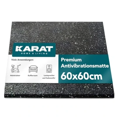 Image of KARAT Antivibration Mat 60 x cm, 2 cm Thick Cut to Size Anti Vibration for Washing Machine &amp; Dryer, Rubber Underlay, Mat, Sound Insulation