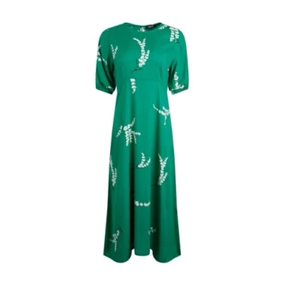 Image of Weird Fish Everly LIVA Printed Day dress, Women&#039;s, Size: 18, Evergreen