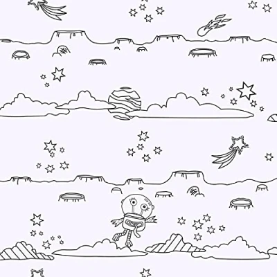 Image of Arthouse Wipe Clean Space Scene Wallpaper Bedroom Classroom Office Toilet White Gloss Finish 10m Long Roll 920002