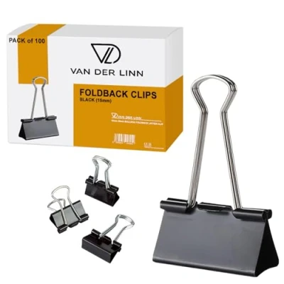 Image of VDL 41mm Black Bulldog Foldback Clips Metal Paper Binder Grip (1)