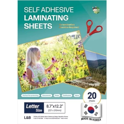 Image of Self Adhesive Laminating Clear Sheets, 100 Micron, 20 A4 Size (23 x 30 cm) No Heat, Machine, Laminate Sheets Sealing, Contact Plastic Paper by HASHI