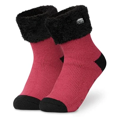 Image of CityComfort Slipper Socks Women Teenagers Fluffy Non Slip Warm Fleece One Size Lounge Wear Gifts for (Fuchsia)
