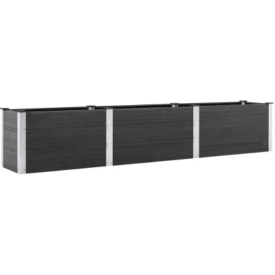 Image of vidaXL Garden Raised Bed Durable Wood Plastic Composite Outdoor Planter Pot in Grey, Weather Resistant and Easy to Assemble