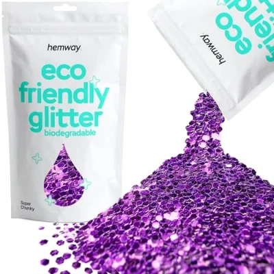 Image of Biodegradable Glitter Purple Eco Friendly Plant Based Bio Super Chunky for Face Body Hair Craft Resin Festival Makeup Eyeshadow 100g / 3.5oz