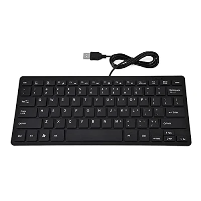 Image of ciciglow Computer Keyboard, 78 Key Mini Ultra thin Keyboard with USB Interface, Black/White Wired Fit for Notebook/Desktop(Black)
