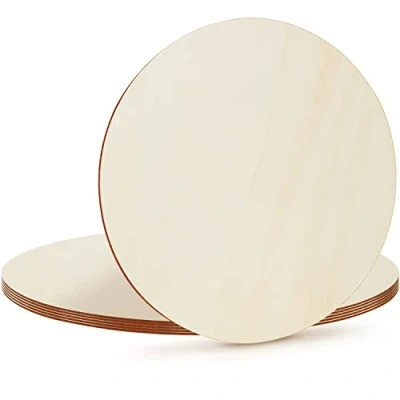 Image of Belle Vous Wooden Unfinished Round Circles (6 Pack) 40cm / 16 Inches 2.5mm Plain Natural Blank Wood Discs Cutout Slices for Crafts, Coasters, Home Decorations &amp; Ornaments