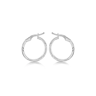 Image of Tuscany Silver Women&#039;s Sterling 17.5 mm Patterned Hoop Earrings