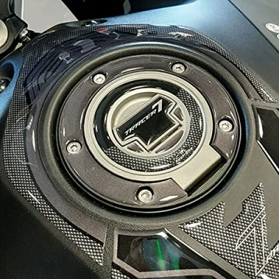 Image of Resin Bike Motorcycle 3D Stickers Compatible with Yamaha Tracer 7 Silver. Tank Pad Protection from Bumps and Scratches. Gadget Moto Metallic Effect