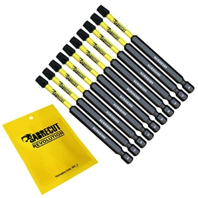 Image of 10 x SabreCut SCRSQ389_10 89mm SQ3 Square Magnetic Impact Screwdriver Driver Bits Set Single Ended Heavy Duty Compatible with Dewalt Milwaukee Bosch Makita and Others