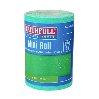 Image of Faithfull FAIAR5120G 5M Fine (120 Grit) Sandpaper Roll Green (Pro) 115mm x