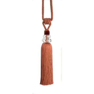 Image of Swish Excelsior Opulent Glass Beaded Tasseled Curtain Tie Back, Rust