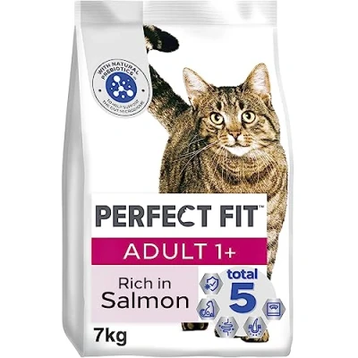 Image of Perfect Fit Adult 1+ Complete Dry Cat Food for Cats Aged Years, Rich in Salmon, 1 Bag (7 kg)