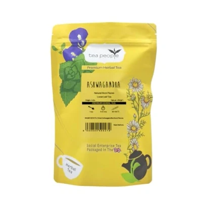 Image of Tea People Ashwagandha 250g Refill Pack (120 cups) Caffeine Free Herbal Ayurvedic Adaptogen Stress Relief &amp; Relaxation 100% Natural