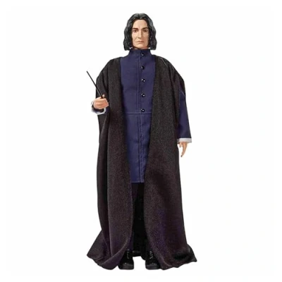 Image of Mattel Harry Potter Collectible Severus Snape Doll ( 12 inch) Wearing Black Coat Jacket and Wizard Robes, with Wand, Gift for 6 Year Olds Up, GNR35