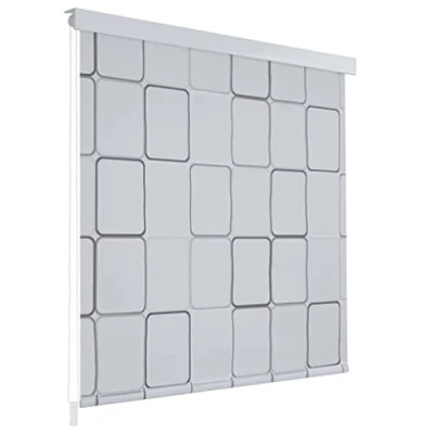 Image of vidaXL Water Resistant Shower Roller Blind; Easy to Use and Assemble, Sleek Square Design, Made of Durable 100% EVA Material; Comes With Mounting Accessories; Size: 100 x 240cm.
